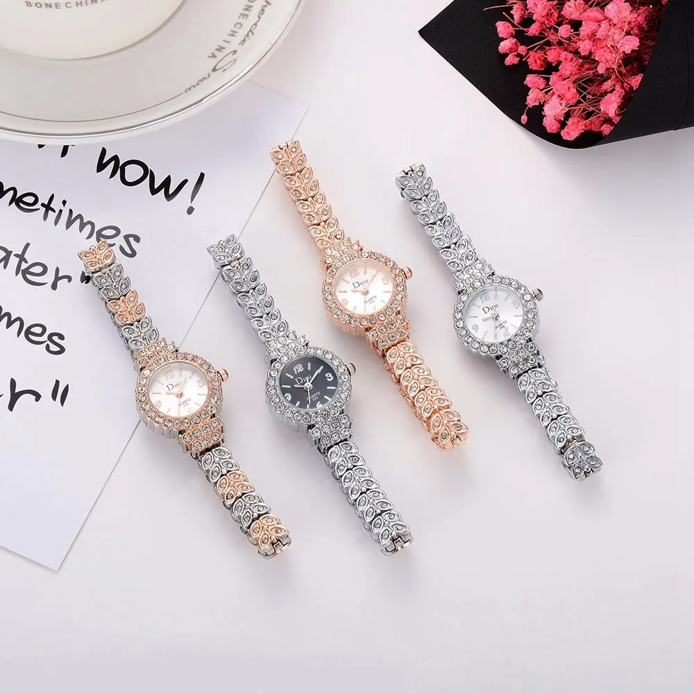 Женские Элегантные кварцевые наручные часы DISU с покрытием из розового золота со