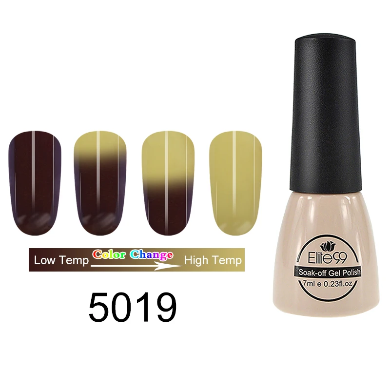 5019-7ml Elite99 термальный гель для ногтей, меняющий цвет, голографический лак для ногтей, блеск для горячей холодной температуры, отмачиваемый УФ-Гель-лак для ногтей - Цвет: 5019-7ml