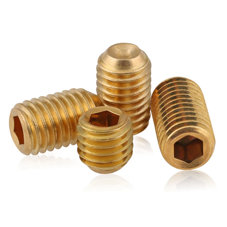 

2pcs M10 brass machine meter screw standard headless hexagon socket set screws bolt bolts 8mm-20mm length