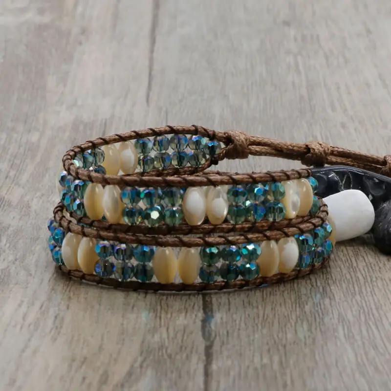 2018 стекло и стеклянные бусы Племенной браслет ручной работы из бисера 2 нити