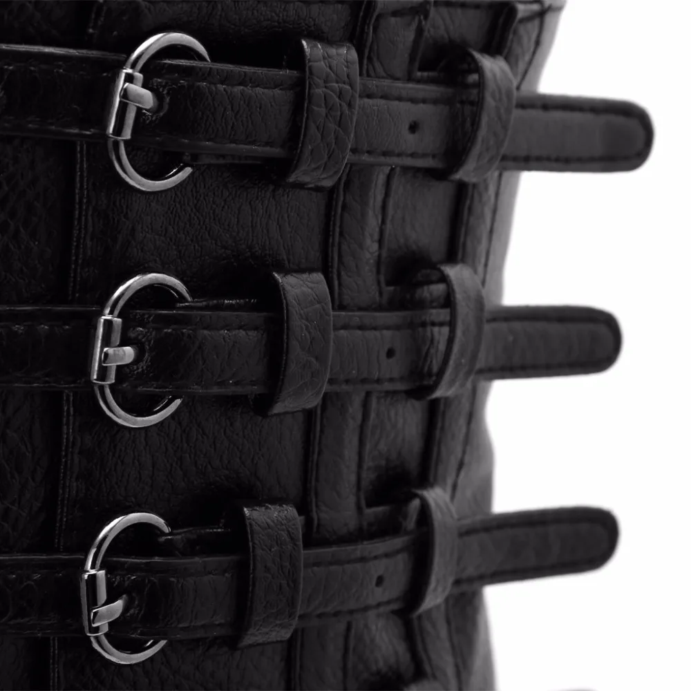 Retro Design Lady's Adjustable Slim Faux Leather Body Waist Shape 2-Way Closing Wide Elastic Belt Stretch Waistband Black | Аксессуары