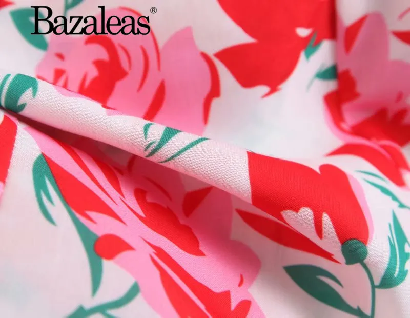 Женская винтажная блузка Bazaleas праздничная с цветочным принтом и молнией сзади