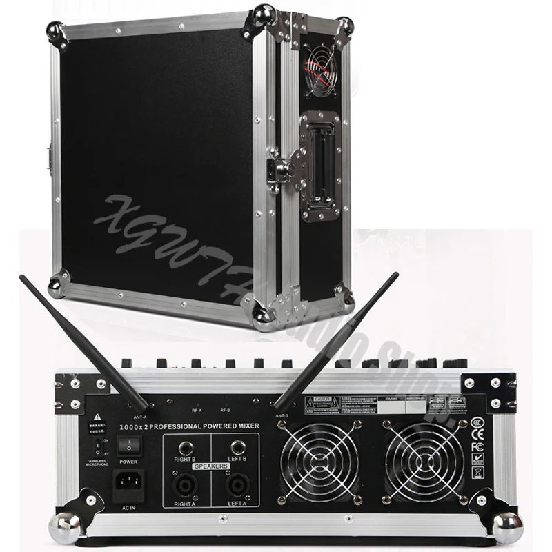 저렴한 1000W + 1000W 앰프 믹서 전문 DJ 8 채널 믹서 콘솔 무대 성능 에어 박스 무선 다이나믹 마이크, 무대 공연 마이크 앰프