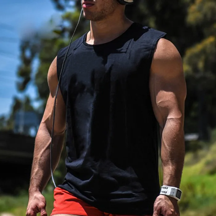 Мужская хлопковая свободная тренировочная майка для активного отдыха мужские