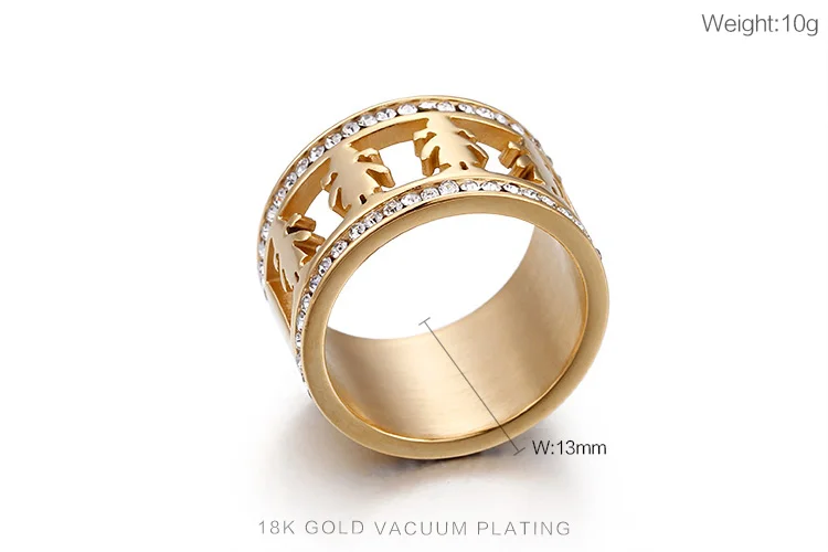 Fashion Gold/Silver Girl Shape Rings For Women CZ Stone Rhinestone Party Anniversary Rings New Year Gifts Stainless Steel Rings