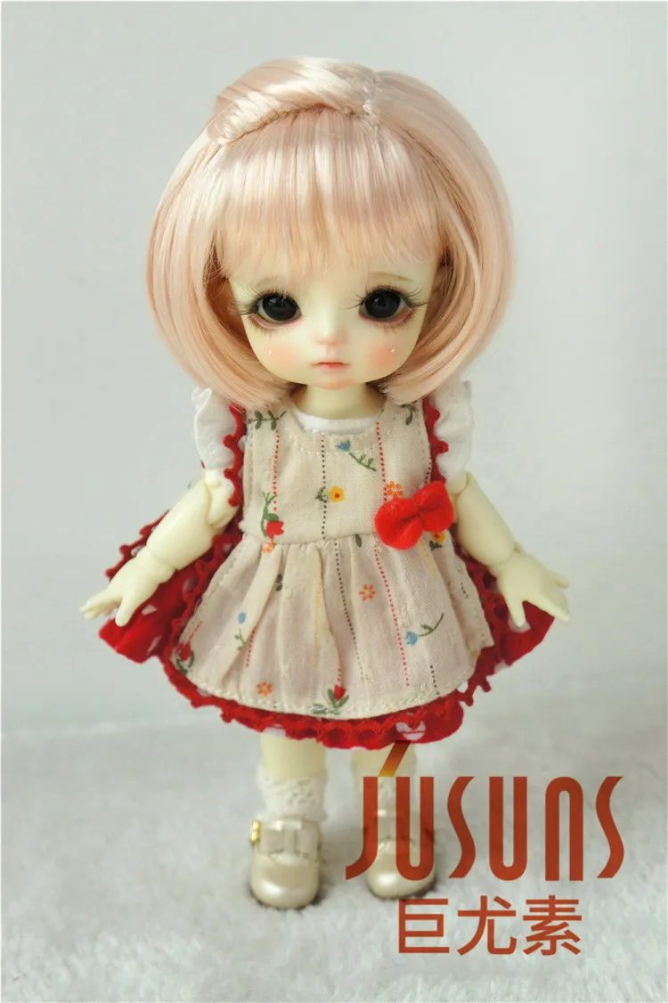 5-6incBlendpeachpink JD477 1/8 1/6 Прекрасный Средний БОБО пони BJD парик Размер 5-6 дюймов 6-7 дюймов мягкий синтетический мохер кукольные Парики Модные кукольные аксессуары - Цвет: 5-6incBlendpeachpink