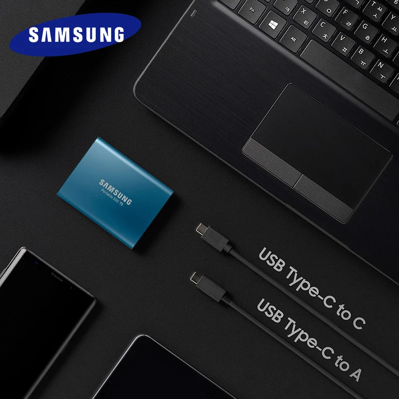 Samsung T5 портативный SSD 250 ГБ 500 1 ТБ 2 ТБ USB3.1 Внешние накопители USB 3,1 Gen2 и обратная совместимость с USB для ПК