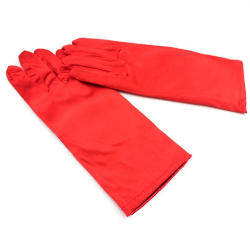 red Короткие перчатки на палец, модные женские атласные вечерние перчатки для выпускного вечера, Коктейльные перчатки - Цвет: red