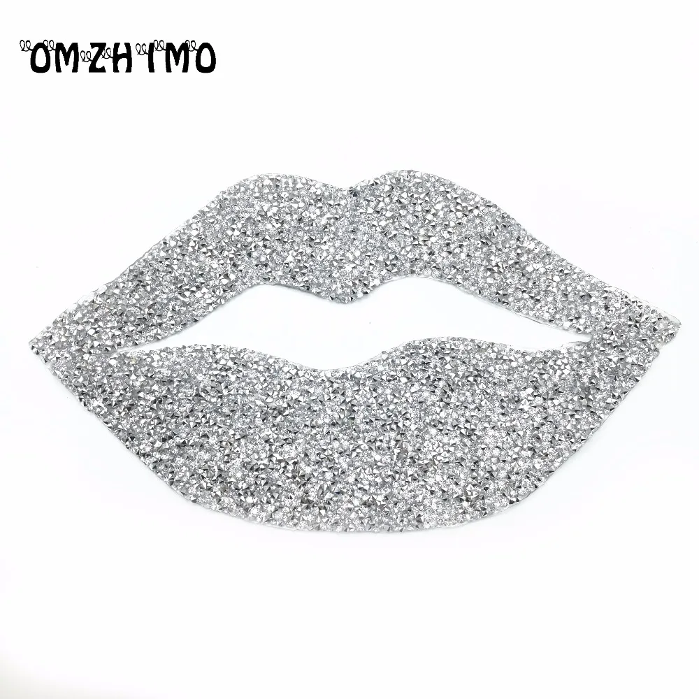Сексуальные губы с горячей фиксацией кристаллы нашивка аппликация со стразами