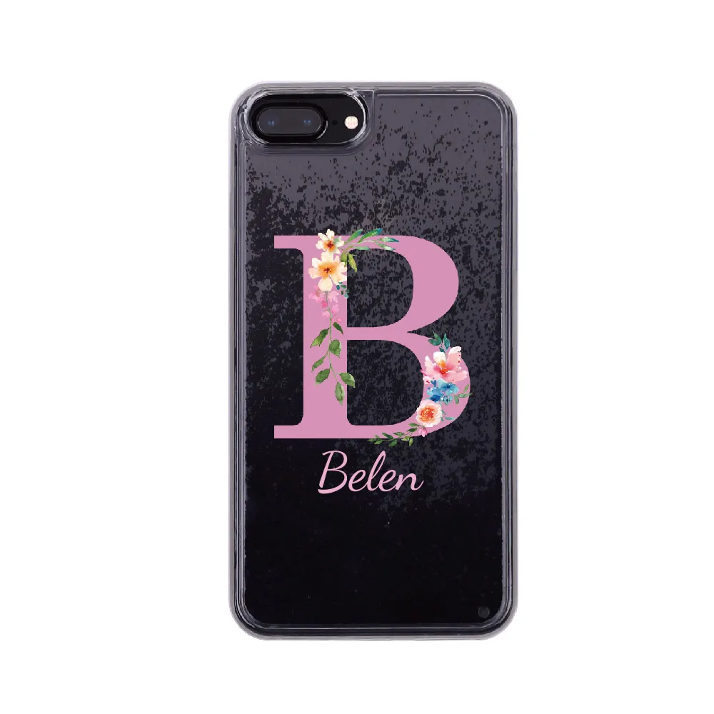 Pink-Black Glitter Текст на заказ, блестящий Блестящий розовый золотой цветочный мягкий чехол для телефона для iPhone 11 Pro Max6S XS Max 7 7Plus 8 8Plus X - Цвет: Pink-Black Glitter