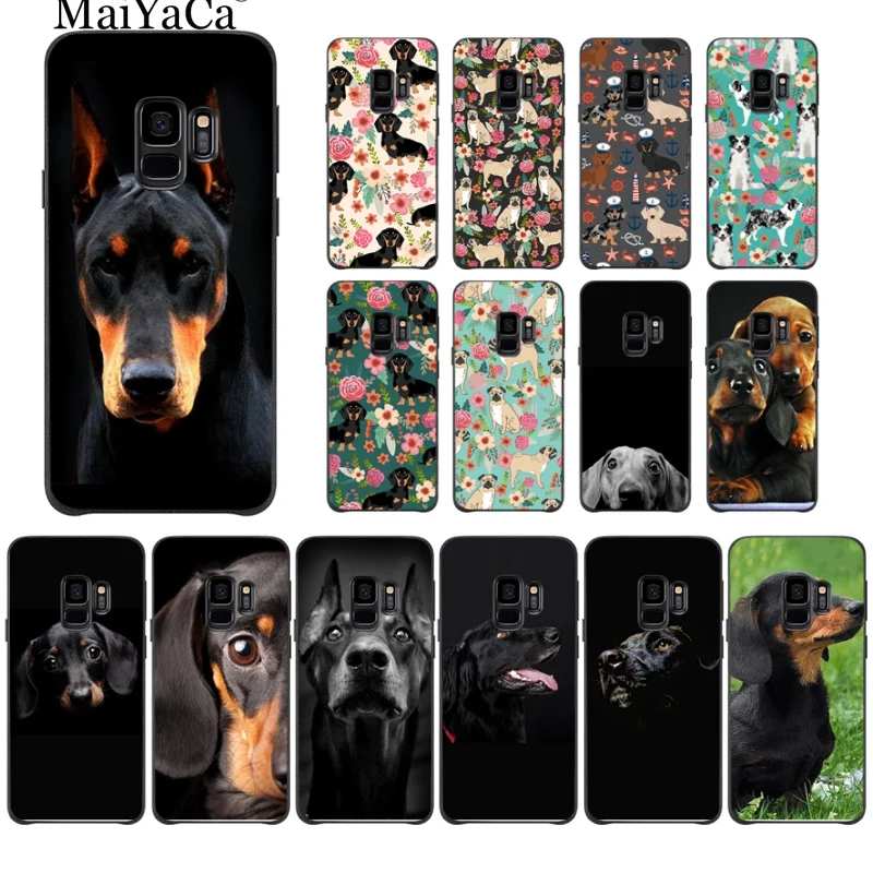 Чехол для телефона MaiYaCa black Dachshund Doberman с рисунком лица собаки samsung galaxy s9 plus s7 s6 edge s5 s8