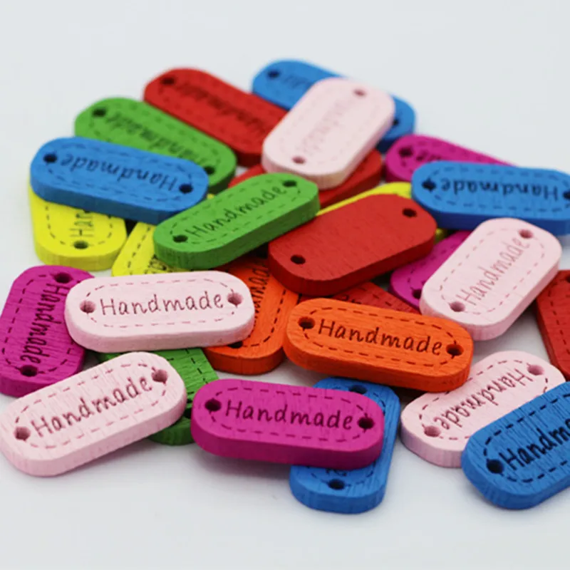 100 шт. деревянные ярлыки/Цветные пуговицы ручной работы/декоративные этикетки