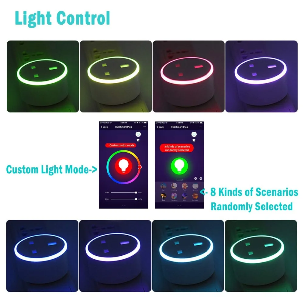 Смарт разъем Wi Fi Управление розетка Великобритания США ЕС 10A RGB таймер со