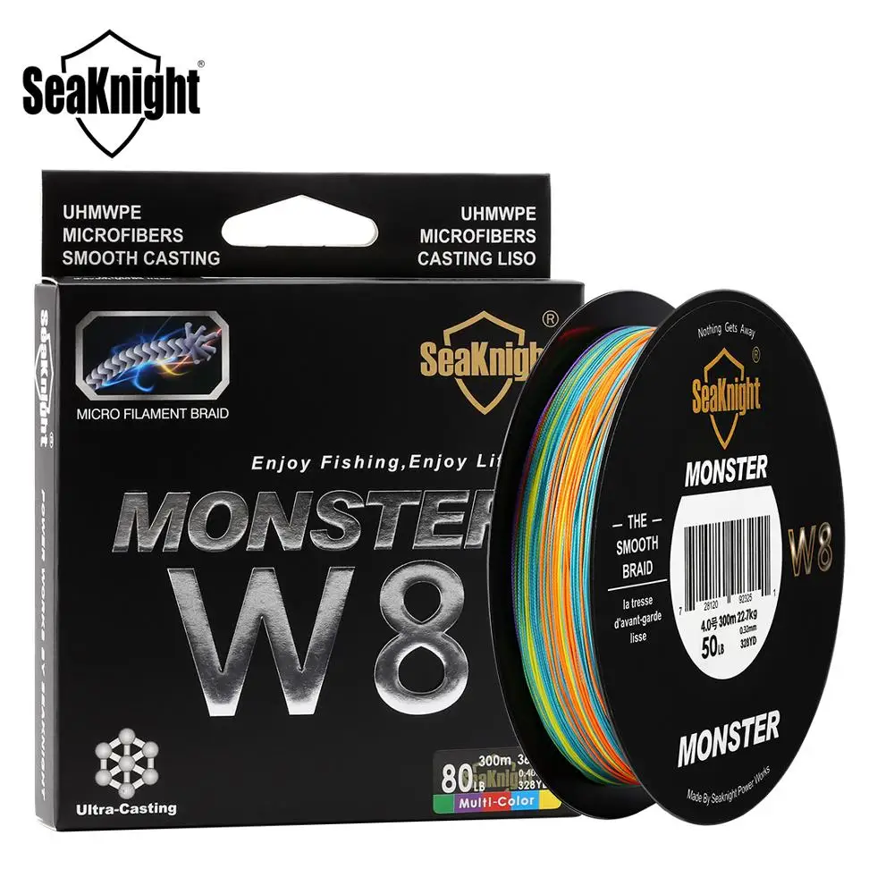 Seaknight MONSTER W8 8 нитей плетеная леска 150M 300M 500M плетенка для рыбалки 15-100LB плетеный шнур для рыбалки Мультифиламентная линия плетёная леска за карповая рыбалка нить для рыбалки леска для зимней рыбалки