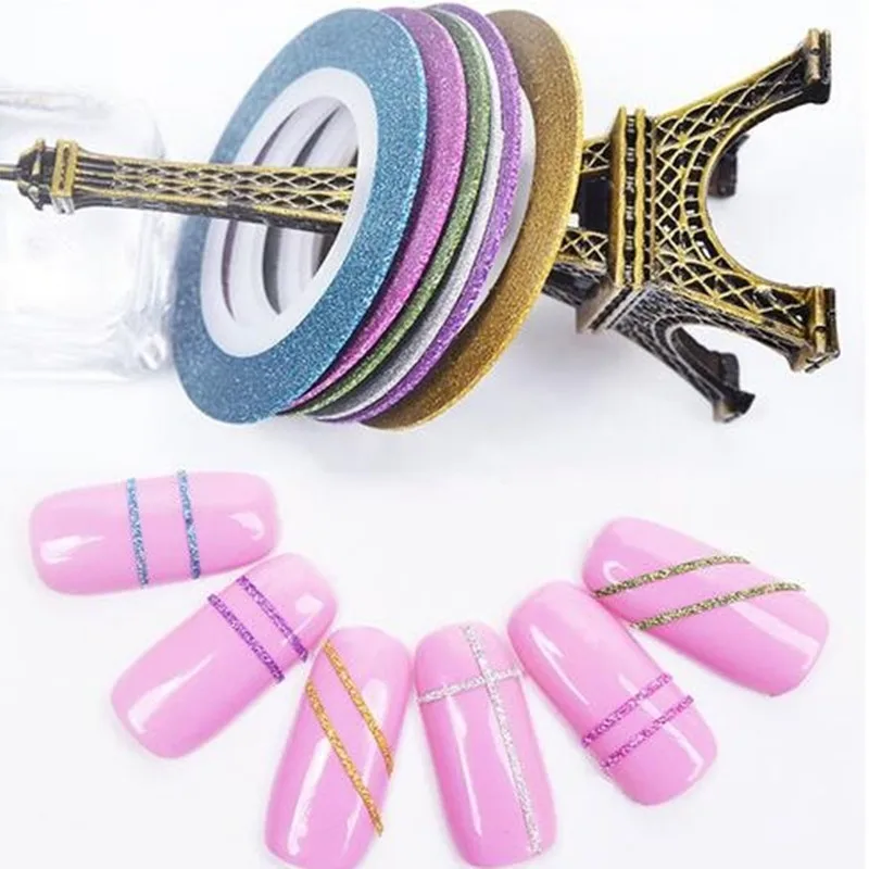 8 цветов/партия дизайн ногтей Блестящая лента лазерное Сверкающее золото/серебро