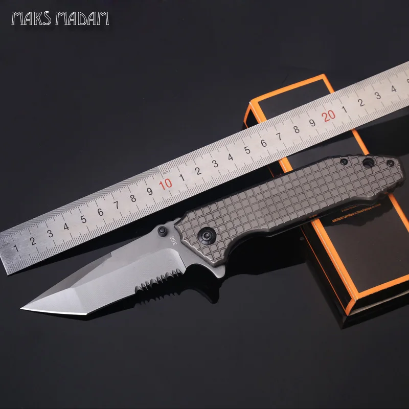 

free shipping Half Sawtooth Tactical Folding Knife Large Stiletto Hunting Pocket Knife Camping EDC Survival Knives