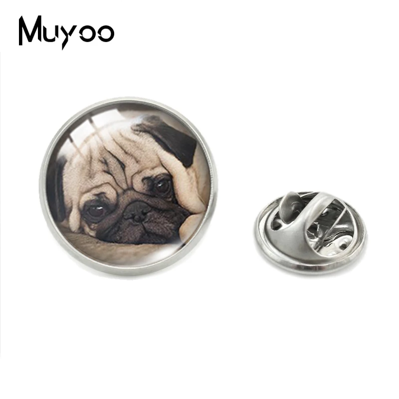 Булавка для ошейника ручной работы стеклянный кабошон с художественным принтом