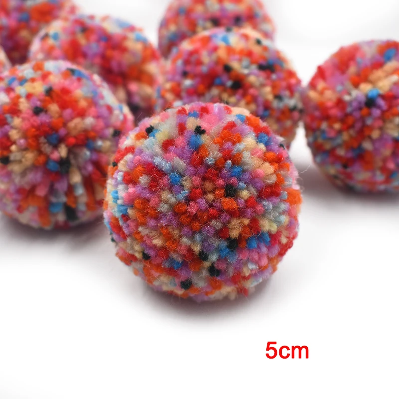 Круглые шарики с помпоном ZHUTOUSAN 5 см разноцветные Швейные аксессуары для