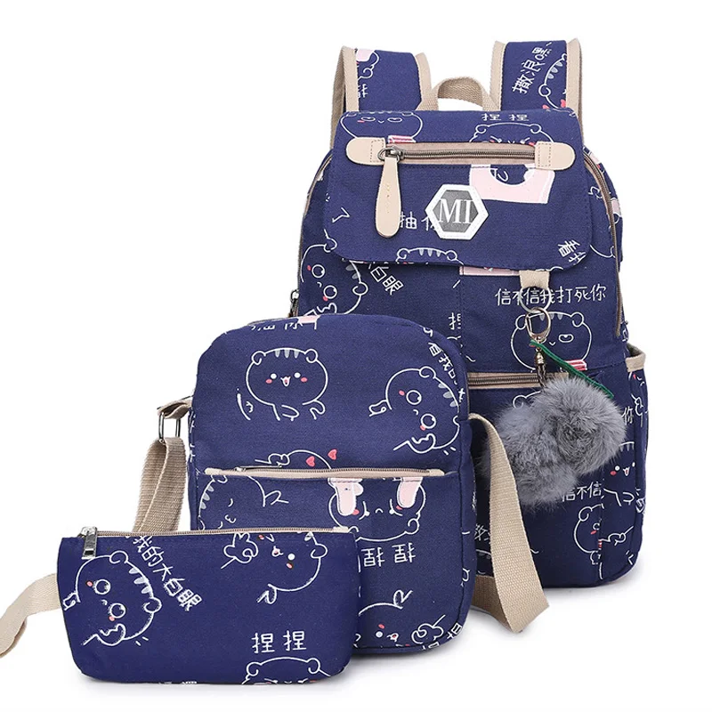 3 шт./компл. детские школьные сумки школьный рюкзак с принтом сумка из парусины