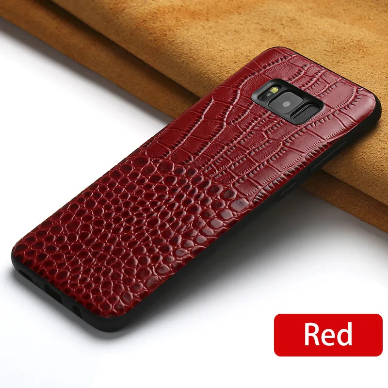 Натуральная кожа чехол для телефона для samsung S10 S9 Plus Note 9, 10 лет, A70 A5 A7 A8 J3 J5 J7 карт и узором «крокодиловая кожа» Оригинальные Теплые Крышка - Цвет: Red