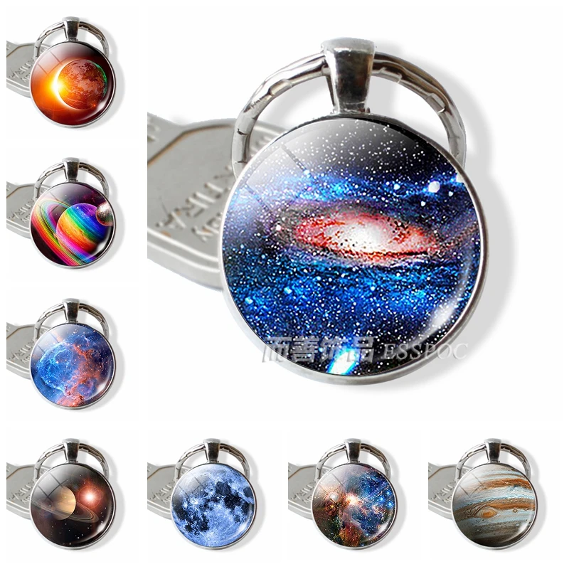 

Solar Eclipse Galaxy Planet Keychain Space Pendant Fashion Key Chain Eclipse Earth Solar Eclipse Outer Sun Glass Jewelry Gift