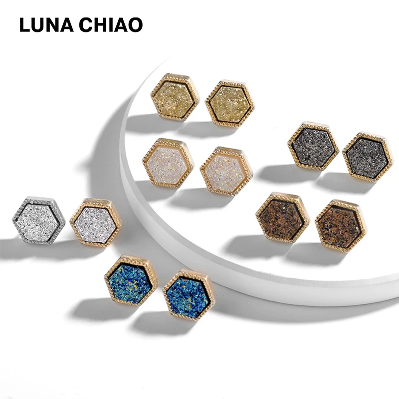 Женские мини Серьги пусеты LUNA CHIAO модные геометрические серьги из смолы с
