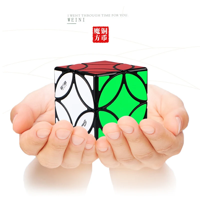 

Волшебный куб QIYI с медными монетами, 3x3x3, гладкий необычный скоростной куб-головоломка, черная наклейка, детские развивающие игрушки