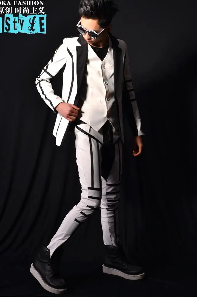 Мужской костюм для выступлений танцев в стиле панк рок белый|mens suits designers|designer suit