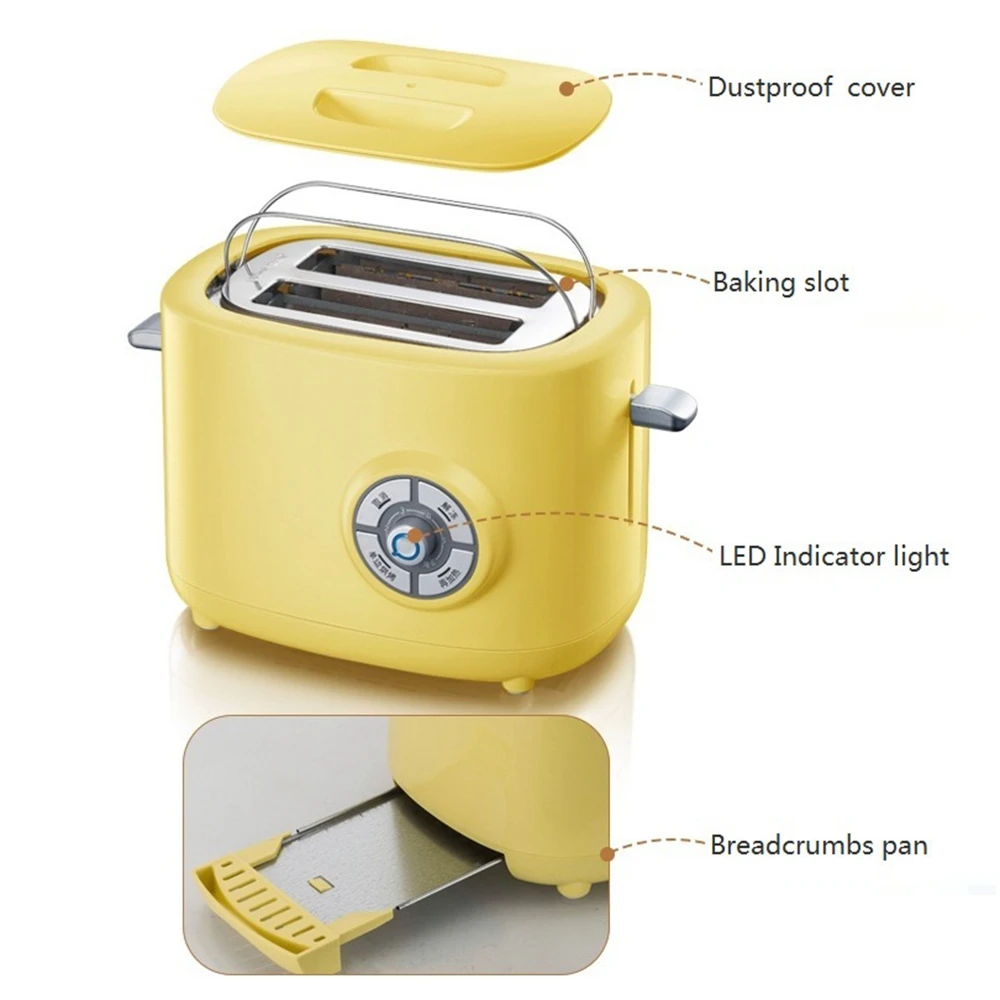 DMWD 220V 680W 6 Gear Fast Heating Bread Toaster 2 Capacity Slices Mini Automatic Toaster Oven Household Breakfast Maker