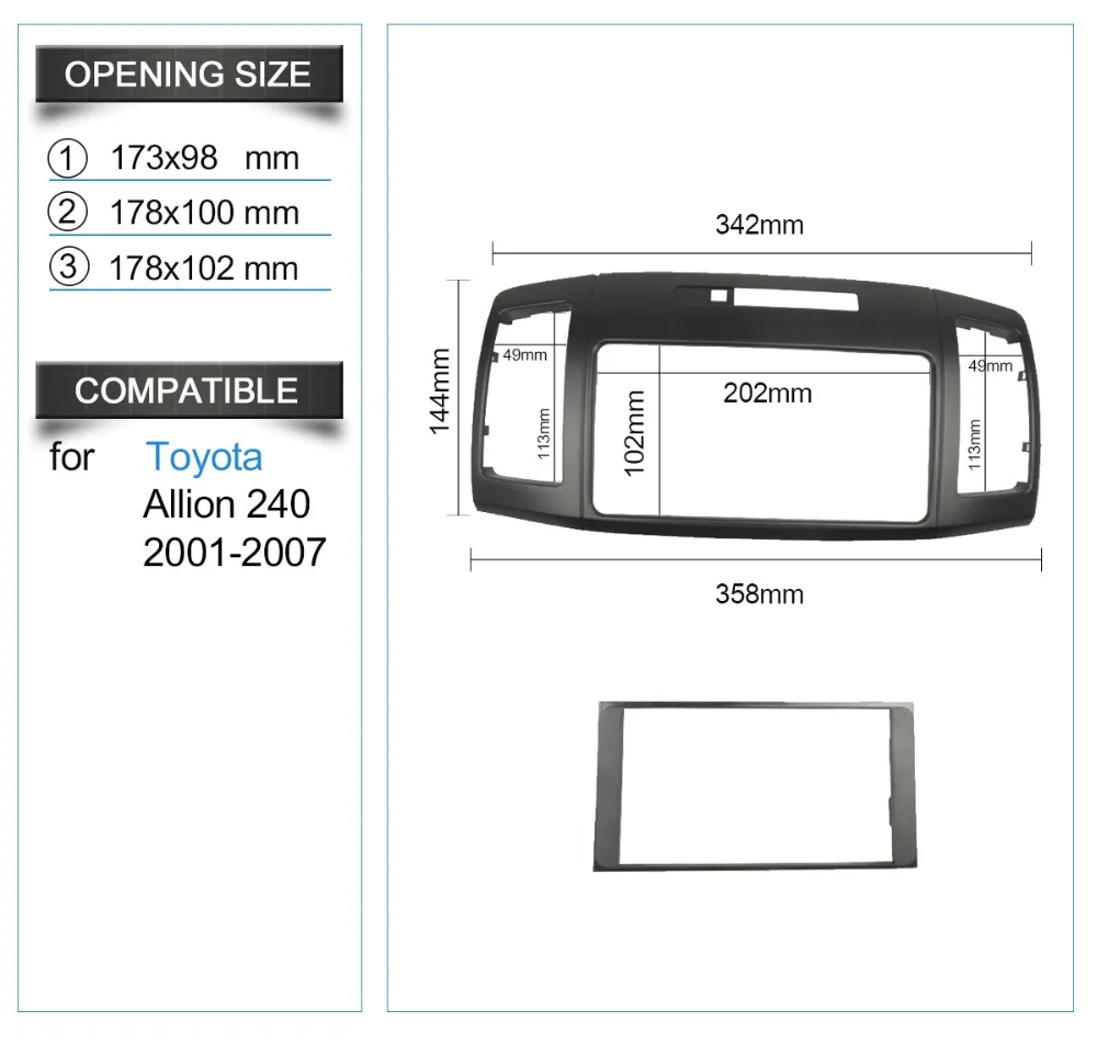 Для Toyota Allion 240 двойной Din фасции Радио DVD стерео панель тире монтажный комплект отделки лицевой рамы ободок