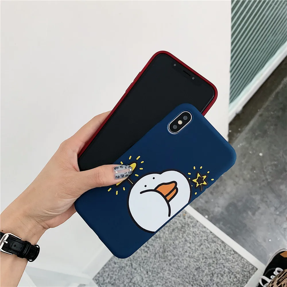 Для IPhone 7 Чехол рельеф Мода милый утка матовый чехол для X XS Max XR 6 S 8 плюс мягкий
