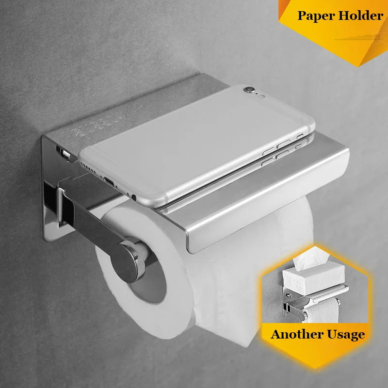 paper holder Senlesen 304 аксессуары для ванной комнаты из нержавеющей стали набор настенное крепление вешалка для полотенец, ванная подвесное металлическое изделие вешалка для одежды Комплект полок - Цвет: paper holder