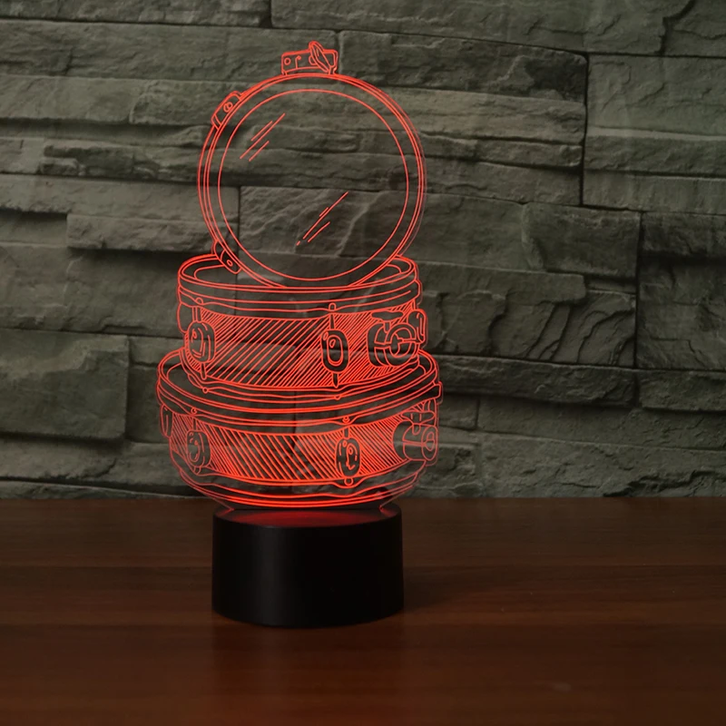 3D светодиодный Музыкальный барабан набор настольная лампа 7 цветов изменяющийся