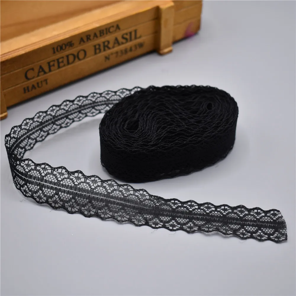 Black Высокое качество 10 ярдов кружево, лента, тесьма ширина 28 мм Отделка Ткань DIY вышитый сетчатый шнур для шитья украшения африканская кружевная ткань - Цвет: Black