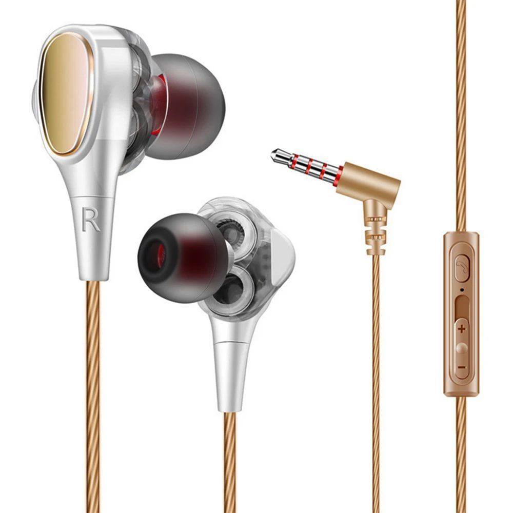 Двойной драйвер HiFi наушники стерео Бас мм 3 5 проводные наушники-вкладыши для
