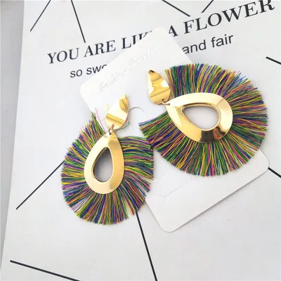 Европейский и американский преувеличенные капли воды веер Кисточка Серьги ретро