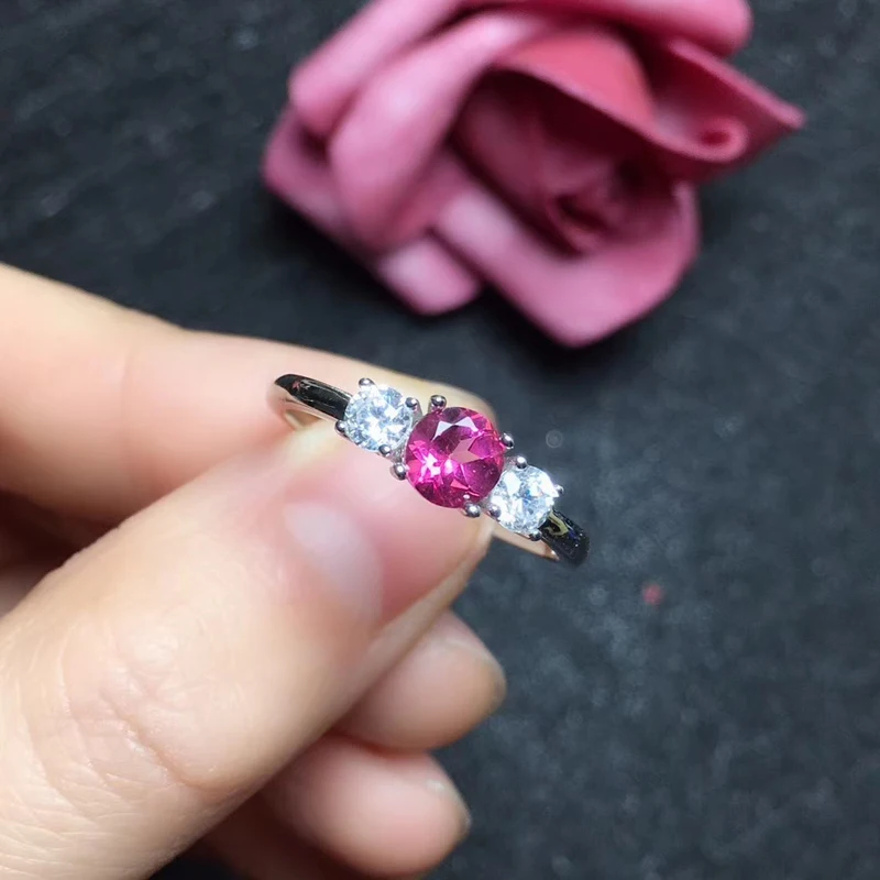 Кольцо CoLife Jewelry розового топаза для молодой девушки 5 мм VVS натуральное серебро 925 Серебряное кольцо в подарок на день рождения.