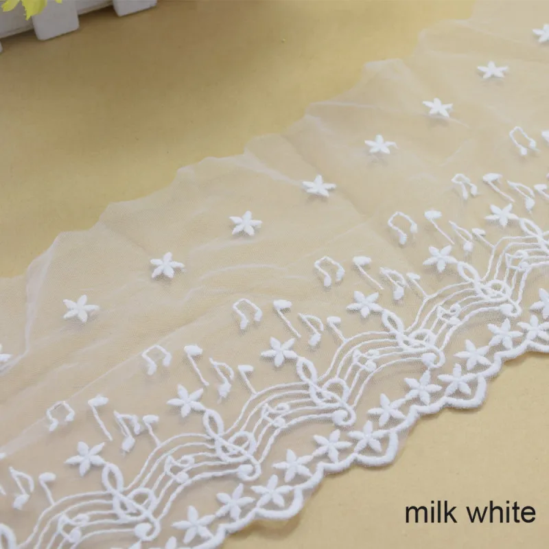 Milk White 13 см Ширина Хлопок Вышивка Швейные гипюровые ленты кружевная отделка или Ткань основы Вязание DIY аксессуары для одежды#2972 - Цвет: Milk White
