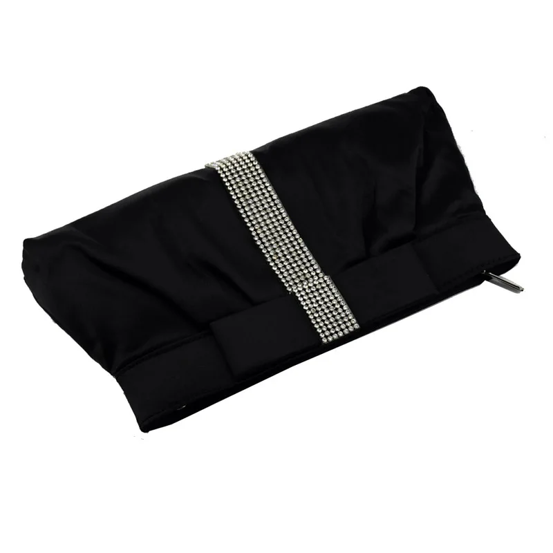 Шелковые плиссированные вечерние женские сумки со стразами на молнии модные