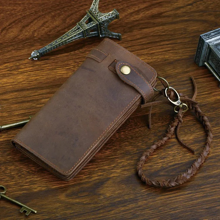 Мужской кошелек из натуральной кожи Crazy Horse дизайнерский винтажный ручной работы
