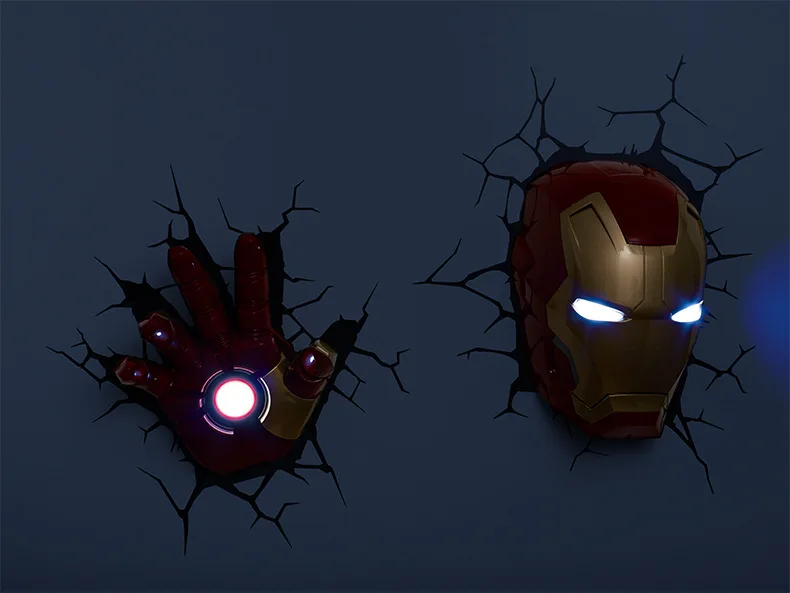 3D Настенный светильник Marvel ночной Светильник Мстители Железный человек Капитан Америка человек паук Халк фильм вентиляторы подарки прикроватная тумбочка для спальни подарки для детей