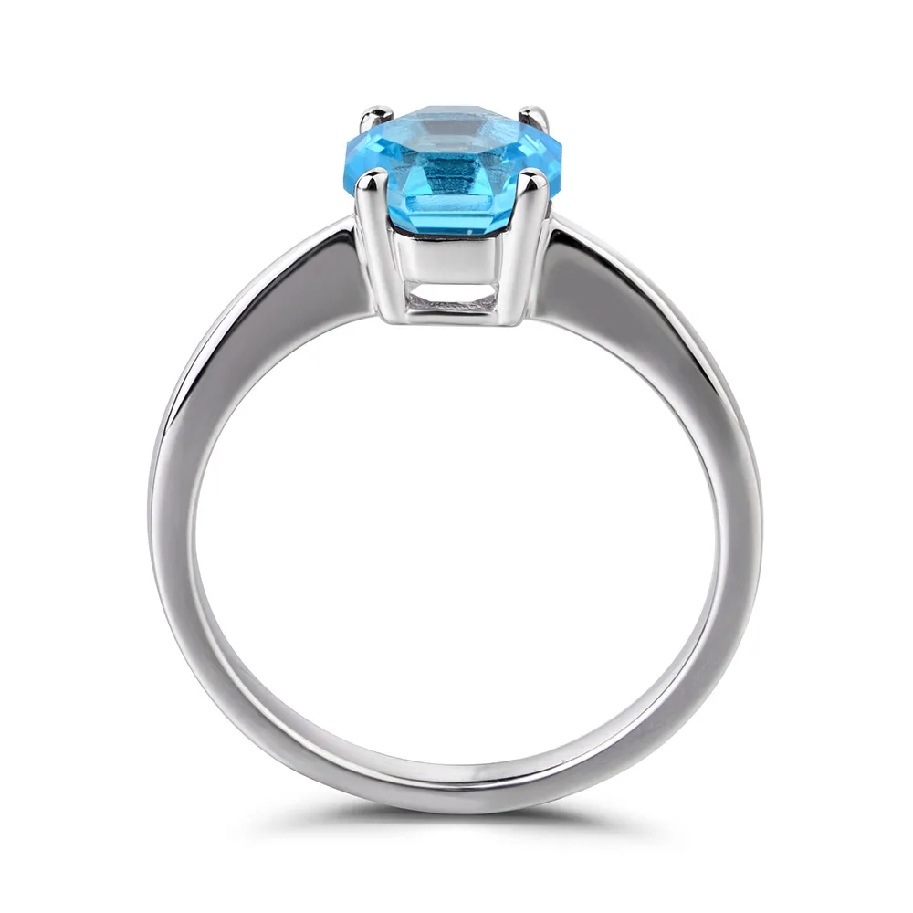 

Leige Jewelry Swiss Blue Topaz Rings November Birthstone Octagon Cut Wedding Solitaire Rings For Woman Solid 925 Sterling Silver