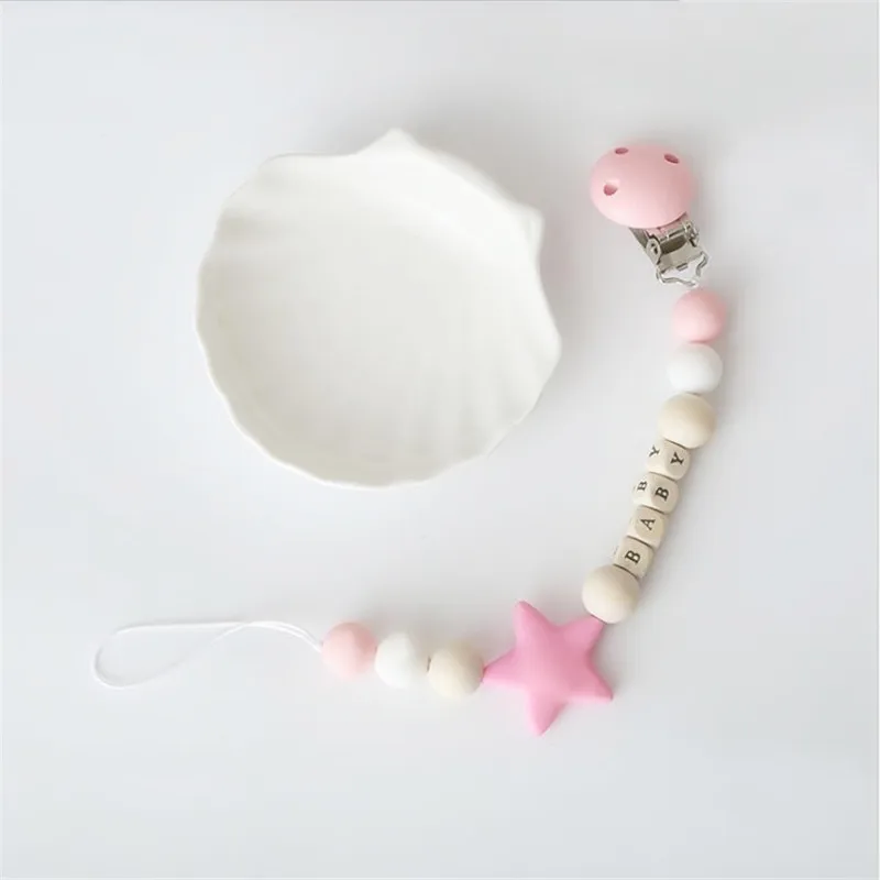 Розовый DIY Силикагель Звезда бусины Детские пустышки игрушки на клипсе детские деревянные искусства и ремесла для детей фотографии реквизит - Цвет: Розовый