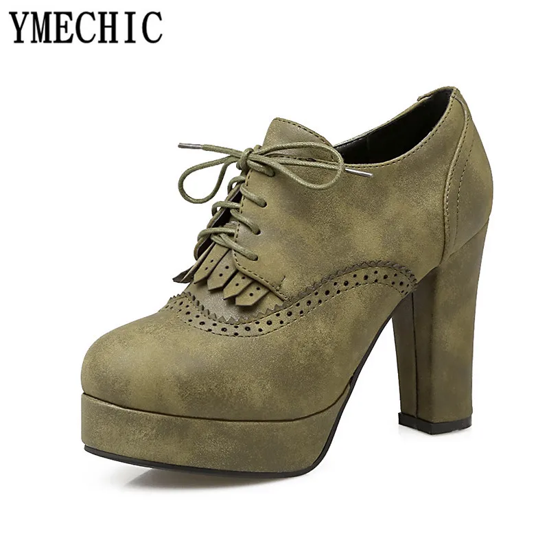 Туфли лодочки YMECHIC женские на очень высоком каблуке платформе со шнуровкой с