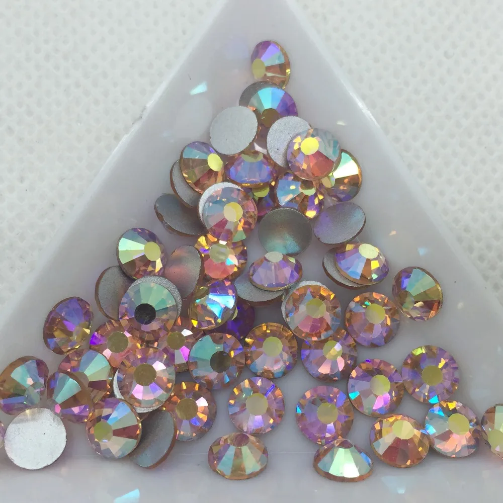 TopStone All Sizes Lt. Peach Champagne AB Nail Art Rhinestones Non Hot Fix Glue on Glass Crystal Flatback Stone for Dress Making | Дом и сад