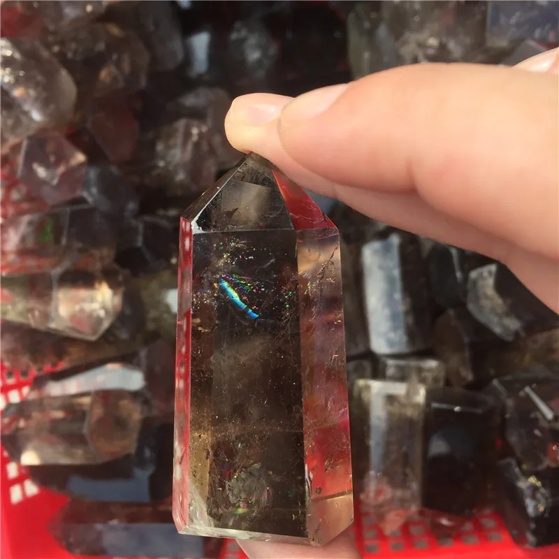 

Hot sale! Natural smoky quartz crystal wand point smoky yellow quartz crystals point reiki healing as gift
