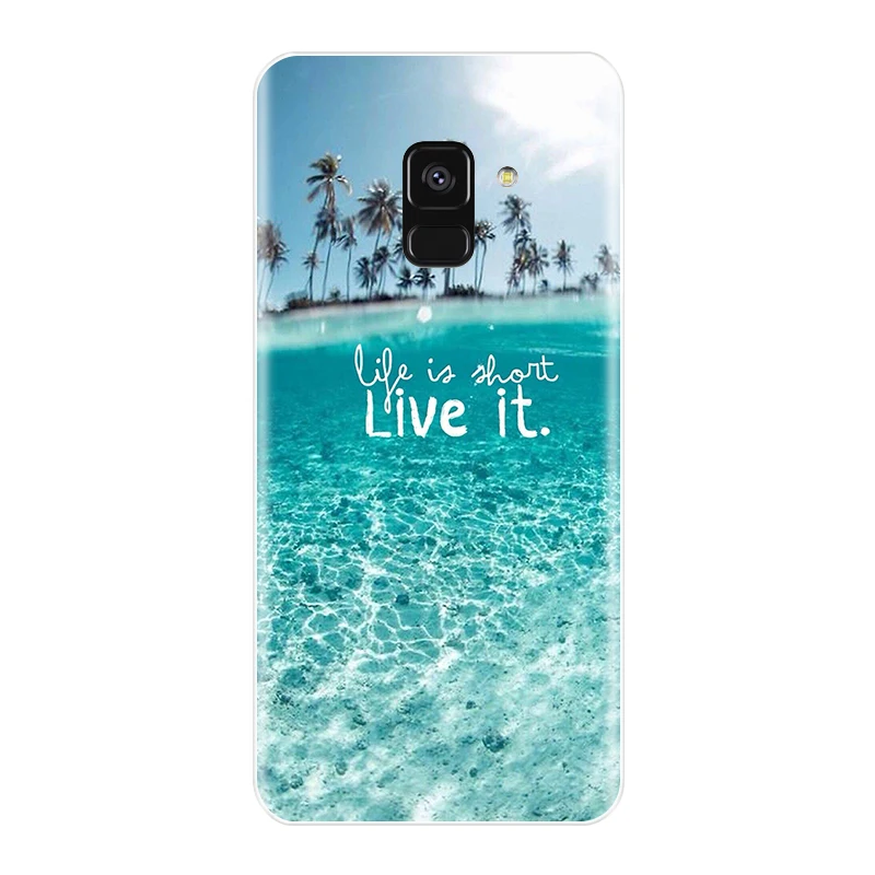 Phone Case For Samsung Galaxy A6 A8 Plus 2018 Soft Silicone TPU Cute Cat Painted Back Cover A3 A5 A7 2016 2017 | Мобильные телефоны