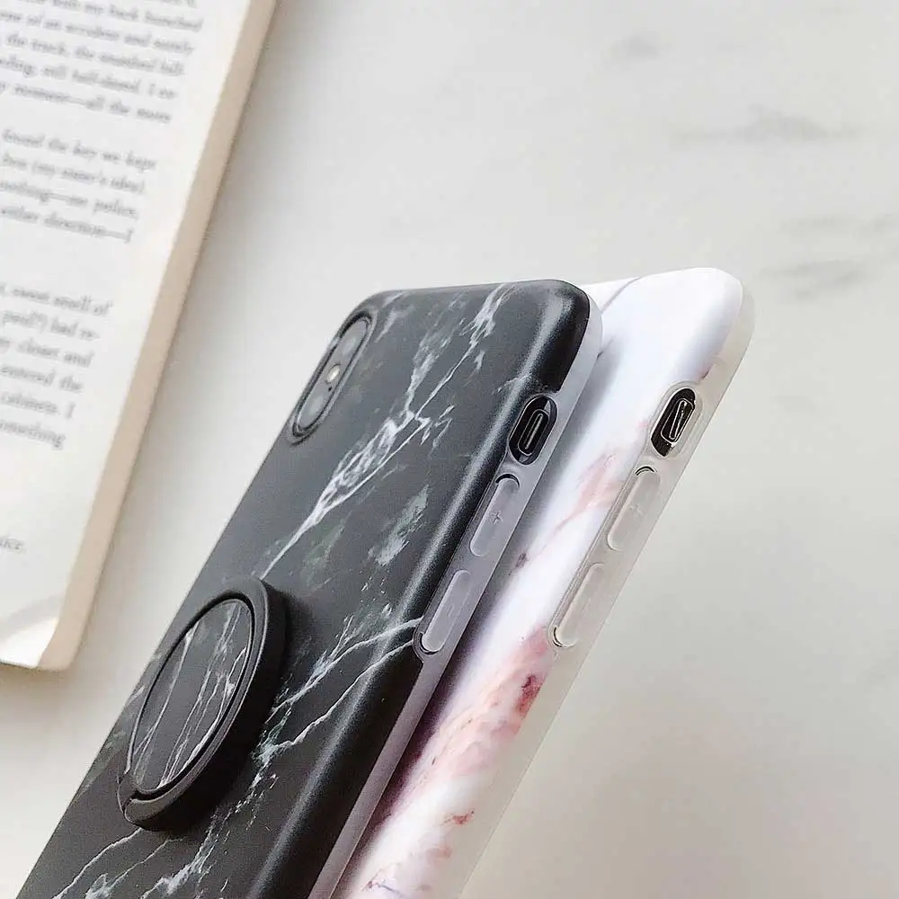 Boucho Phone Ring Case For iphone XS MAX XR Classic Marble Cases With Finger 6 6S 7 8 Plus X Soft Cover |