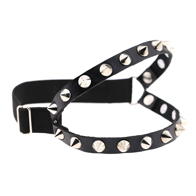 BlackSuspenders Двухрядные заклепки искусственная кожа рок паб пояс с резинками подтяжки сексуальные девушки Для женщин Harajuku панк нога кольцо подвязки женские - Цвет: BlackSuspenders
