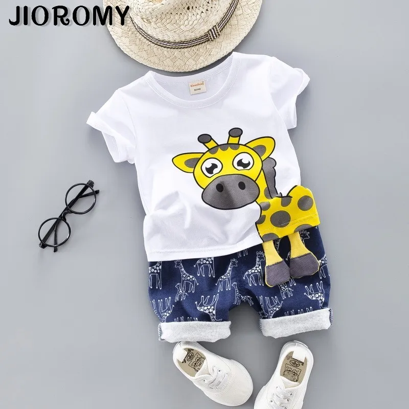 Лето 2019 новый стиль костюм JIOROMY для мальчиков и девочек летний хлопковый жираф